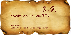 Kovács Filomén névjegykártya